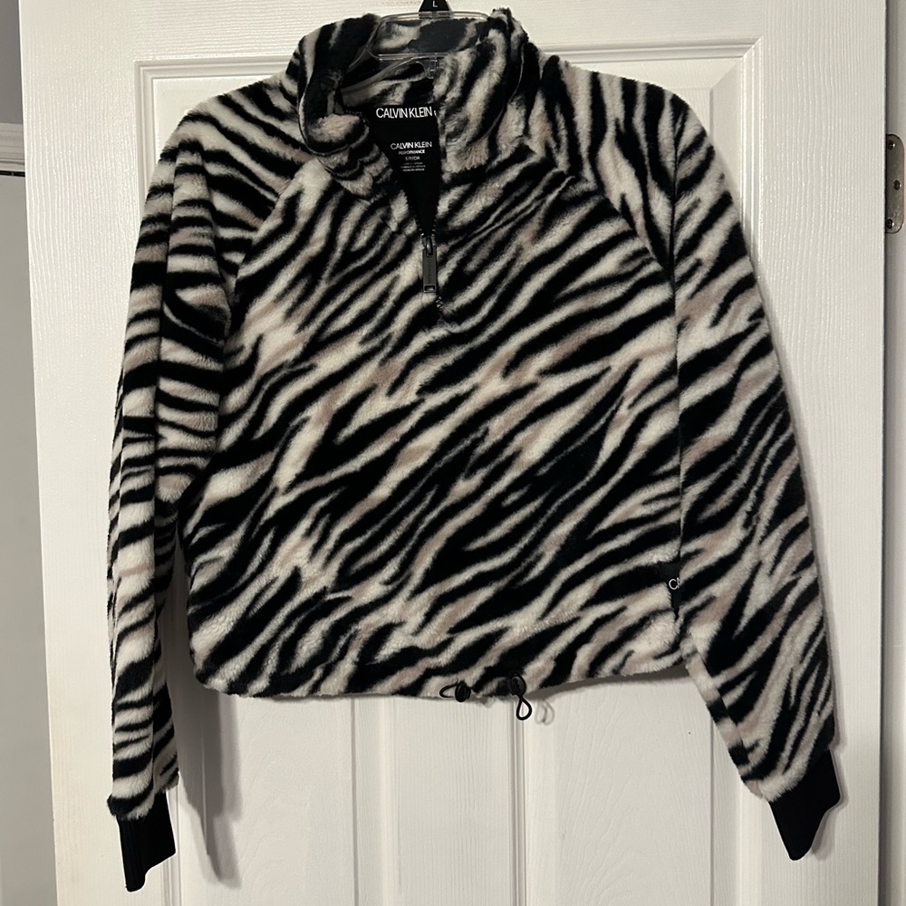 Calvin Klein Performance Zebra Print Cropped Sweatshirt
